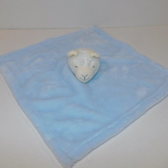 Bebe Love Blue White Llama / Alpaca Plush Baby Security Blanket 13" x 13" Lovey - Picture 1 of 6